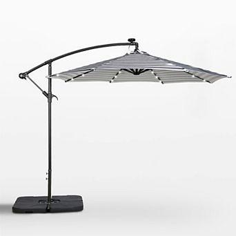10 Ft. Cantilever Oudoor/patio Umbrella With Solar Power Led Lights And 4 pc Base Weights
