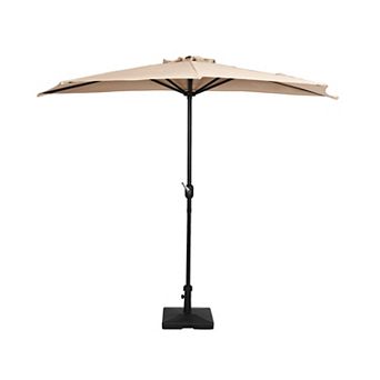 Westintrends 9 Ft. Aluminum Half Market Patio Umbrella With 50 Lb Concrete Base