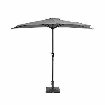 Westintrends 9 Ft. Aluminum Half Market Patio Umbrella With 50 Lb Concrete Base