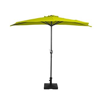 Westintrends 9 Ft. Aluminum Half Market Patio Umbrella With 50 Lb Concrete Base