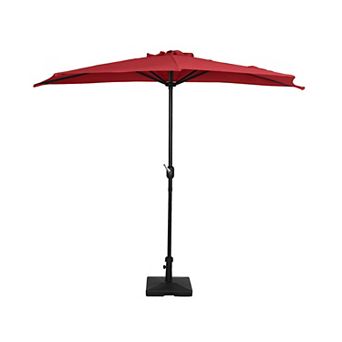 Westintrends 9 Ft. Aluminum Half Market Patio Umbrella With 50 Lb Concrete Base