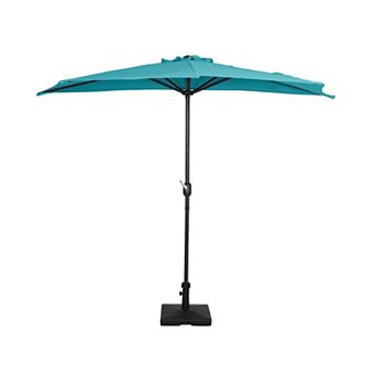 Westintrends 9 Ft. Aluminum Half Market Patio Umbrella With 50 Lb Concrete Base