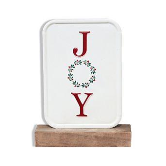 Parisloft JOY Metal Sign with Solid Wood Stand