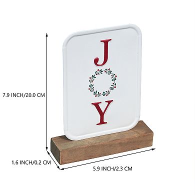 Parisloft JOY Metal Sign with Solid Wood Stand