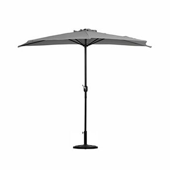 Westintrends 9 Ft. Aluminum Half Market Patio Umbrella With Half Base