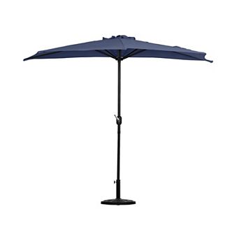 Westintrends 9 Ft. Aluminum Half Market Patio Umbrella With Half Base