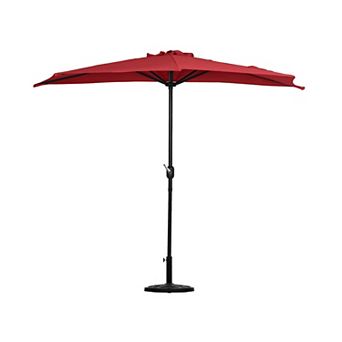 Westintrends 9 Ft. Aluminum Half Market Patio Umbrella With Half Base