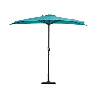 Westintrends 9 Ft. Aluminum Half Market Patio Umbrella With Half Base