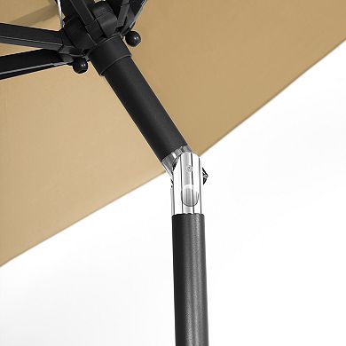 Westintrends 9 Ft. Patio Solar Power Led Market Umbrella With Round Black Freestanding Base