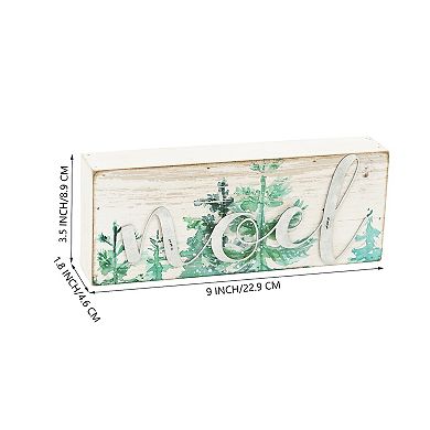 Parisloft Noel Wood and Galvanized Metal Box Sign