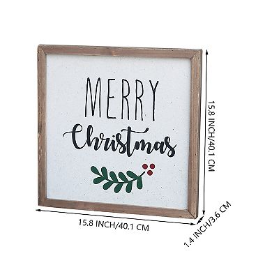 Parisloft Merry Christmas Wood Framed Wall Sign