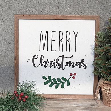 Parisloft Merry Christmas Wood Framed Wall Sign