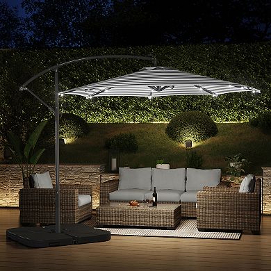 Westintrends 10 Ft. Cantilever Oudoor/patio Umbrella With Solar Power Led Lights
