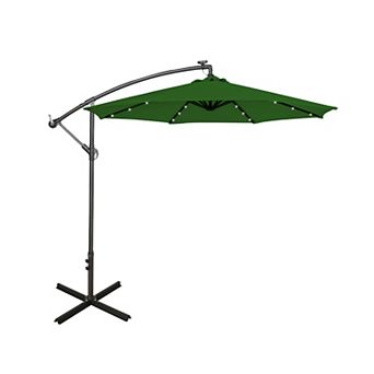 10 ft. Outdoor / Paito Cantilever Hanging Umbrella with Solar Power LED lights