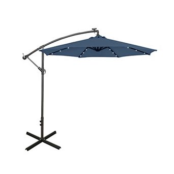 10 ft. Outdoor / Paito Cantilever Hanging Umbrella with Solar Power LED lights