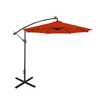 10 ft. Outdoor / Paito Cantilever Hanging Umbrella with Solar Power LED lights