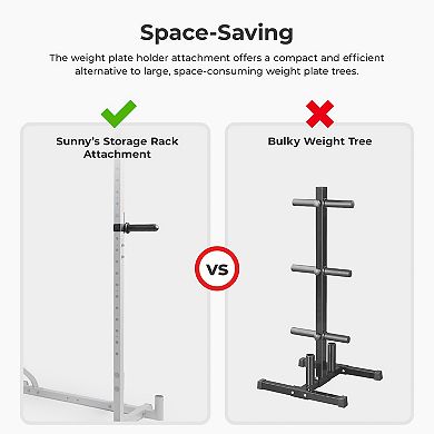 Sunny Health & Fitness Adjustable Weight Plate Holder Attachment for Power Rack