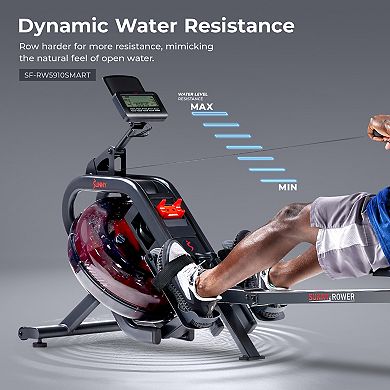 Sunny Health & Fitness Phantom Hydro Premium SMART Water Rowing Machine