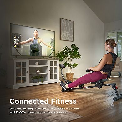 Sunny Health & Fitness Smart Compact Hydraulic Rowing Machine