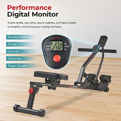 Sunny Health & Fitness Smart Compact Hydraulic Rowing Machine