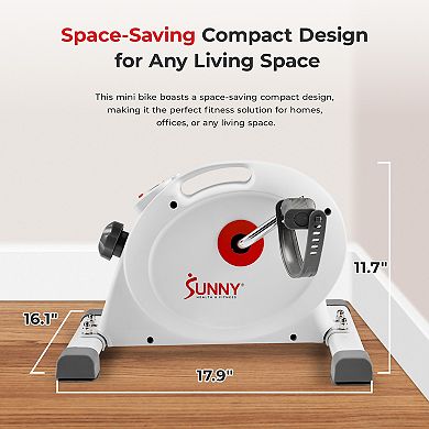 Sunny Health & Fitness Under Desk Smart Mini Pedal Exerciser, Dual Function Exercise