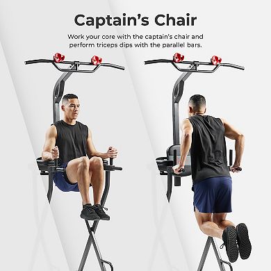 Sunny Health & Fitness Multifunctional & Adjustable Height Power Tower With Rock-Climbing Grip