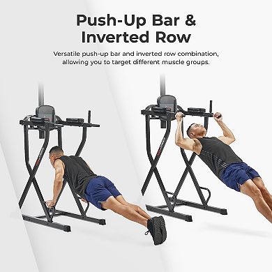 Sunny Health & Fitness Multifunctional & Adjustable Height Power Tower With Rock-Climbing Grip