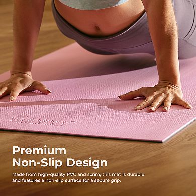 Sunny Health & Fitness Anti-Slip Dual Color Exercise Yoga Mat Pink