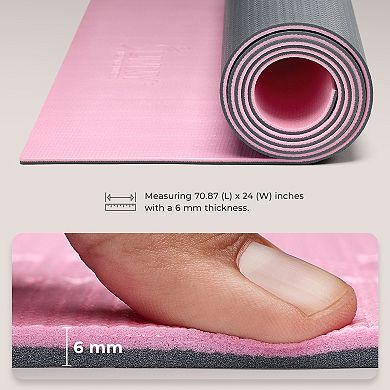 Sunny Health & Fitness Anti-Slip Dual Color Exercise Yoga Mat Pink