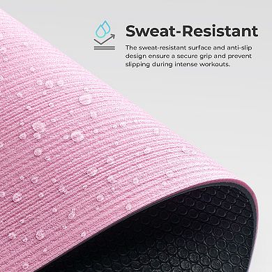 Sunny Health & Fitness Anti-Slip Dual Color Exercise Yoga Mat Pink