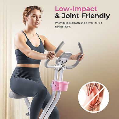 Sunny Health & Fitness Pink Foldable Magnetic Exercise X-Bike