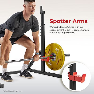Station Musculation Multifonction Sunny Health & Fitness – Squat, Développé Couché, Row – Cadre Acier 270 Kg – Hauteur Réglable – Gain De Place
