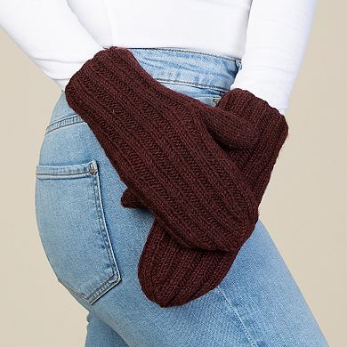 Feelgoodz Women's Artisan Hand-Knit Denali Ribbed Mitten