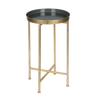Celia Round Metal Foldable Tray Accent Table
