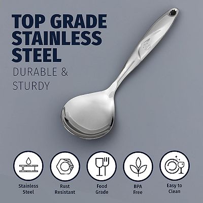Zulay Kitchen Stainless Steel Serving Spoon - Large Cooking Spoon