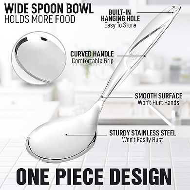 Zulay Kitchen Stainless Steel Serving Spoon - Large Cooking Spoon