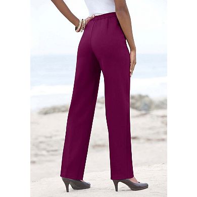Roaman's Women's Plus Size Tall Plus Size Classic Bend Over Structured Straight Leg Pull-On Pant