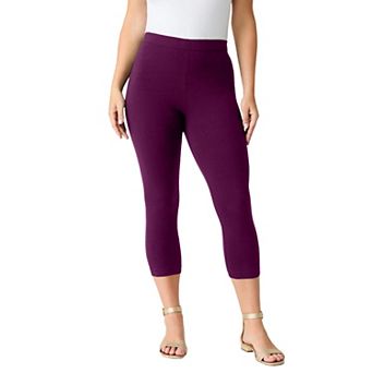 Roaman's Women's Plus Size Petite Plus Size Essential Stretch Capri Legging