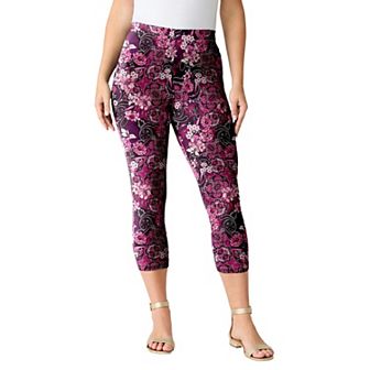 Roaman's Women's Plus Size Petite Plus Size Essential Stretch Capri Legging