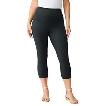 Roaman's Women's Plus Size Petite Plus Size Essential Stretch Capri Legging