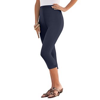 Roaman's Women's Plus Size Petite Plus Size Essential Stretch Capri Legging