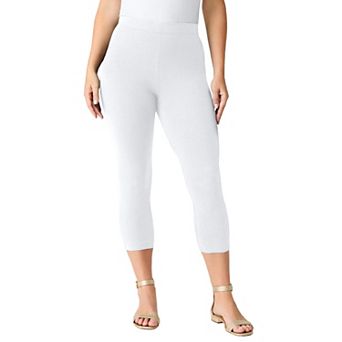 Roaman's Women's Plus Size Petite Plus Size Essential Stretch Capri Legging