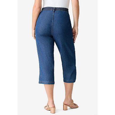 Roaman's Women's Plus Size Easy-Wear Straight Leg Capri
