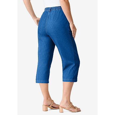 Roaman's Women's Plus Size Easy-Wear Straight Leg Capri