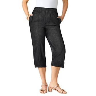 Roaman's Women's Plus Size Plus Size Easy-Wear Straight Leg Capri