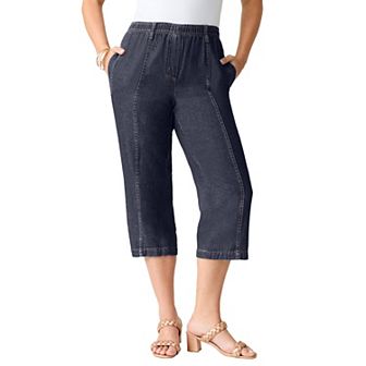 Roaman's Women's Plus Size Plus Size Easy-Wear Straight Leg Capri
