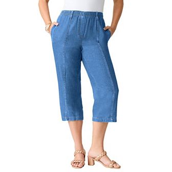 Roaman's Women's Plus Size Plus Size Easy-Wear Straight Leg Capri