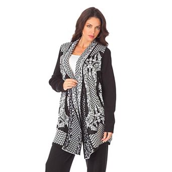 Roaman's Women's Plus Size Diamond Cage Cardigan Sweater