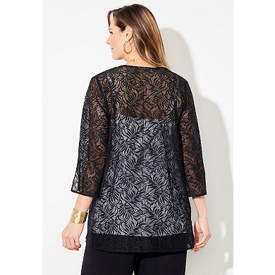 Catherines Women's Plus Size Anywear Lace Cardigan