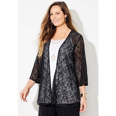 Catherines Women's Plus Size Anywear Lace Cardigan
